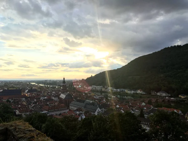 Heidelberg old town aldstadt viewpoint from scheffelterasse a castle terrace view. Heidelberg, Germany — Stock Photo, Image