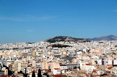 Atina ve Mount Lycabettus Areopagus Hill, Atina, Yunanistan Hava görünümünü