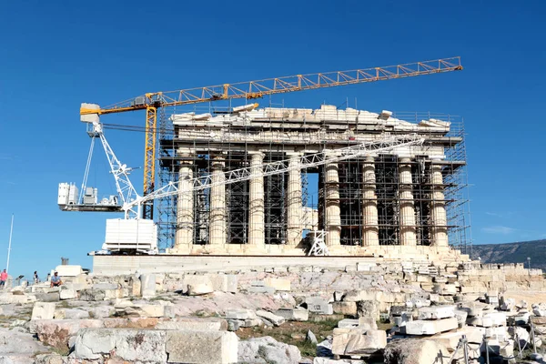 2017 October 15 - Parthenon Temple Under Construction, Acropolis, Athens, Greece — Stock Photo, Image