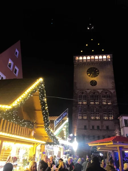 Speyer Germany 2017 December 1st - Christmas market at Speyer Cathedral by night — Stock Photo, Image