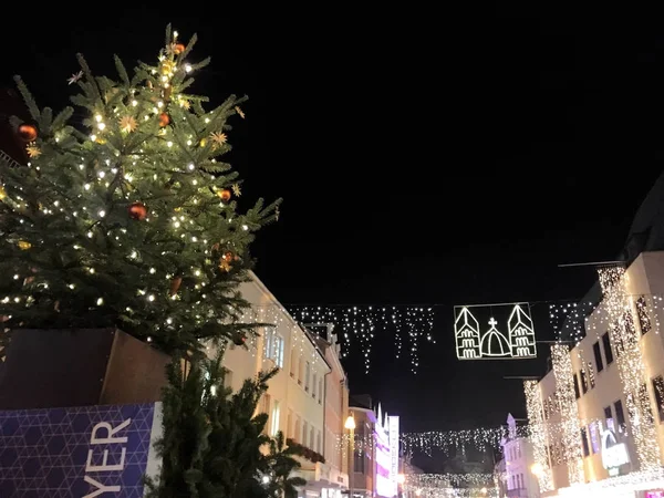 Speyer Alemanha 2017 01 de dezembro - Mercado de Natal na Catedral de Speyer à noite — Fotografia de Stock