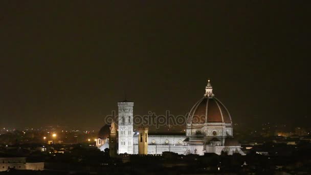 Night scene of Cathedral di Santa Maria del Fiore Florence, Italy — Stock Video