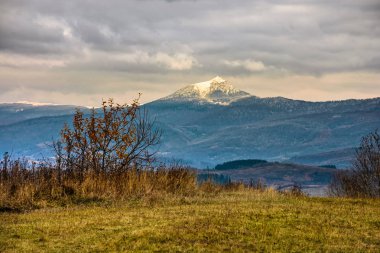 çayır üzerinde karlı tepe