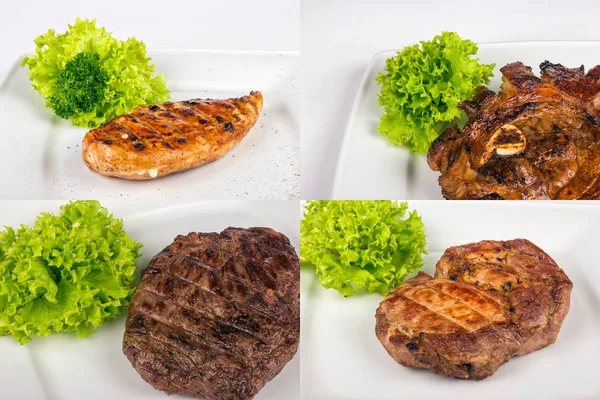 Steak of different meat type image set — Stock Photo, Image