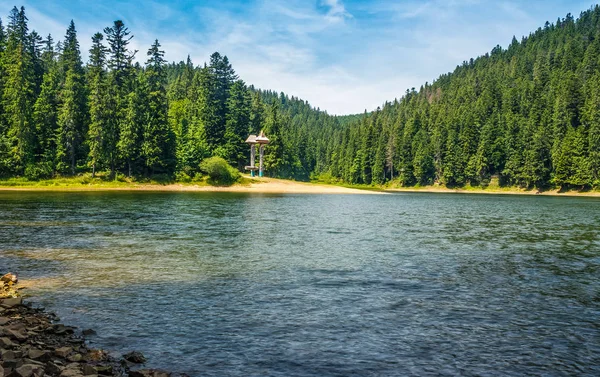 Lago de montanha entre a floresta no Parque Nacional Synevir, Ucrânia — Fotografia de Stock