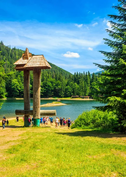 Synevir ウクライナ国立公園の森の中で山の湖 — ストック写真