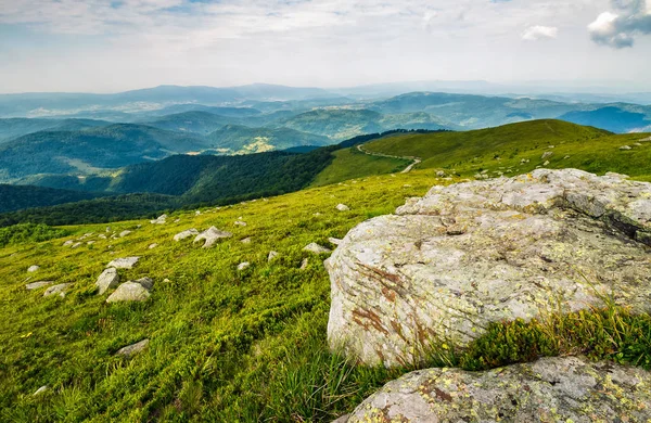 Prado con rocas en las montañas de los Cárpatos en verano —  Fotos de Stock