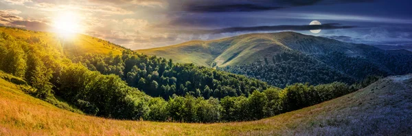 Zmiana czasu nad panoramą gór — Zdjęcie stockowe