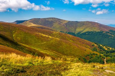 güzel Karpat dağ silsilesi ile bulutlu gökyüzü