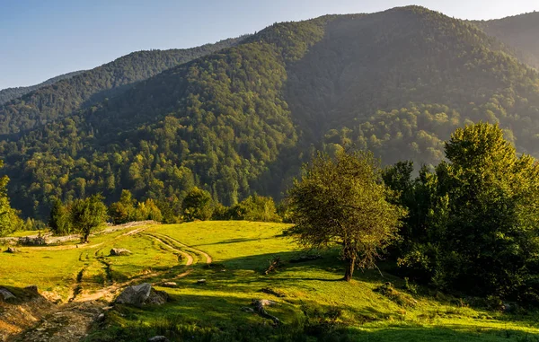 Gündoğumu, dağlarda kırsal yol