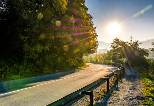 Orman yoluyla kırsal karayoluyla metal çit