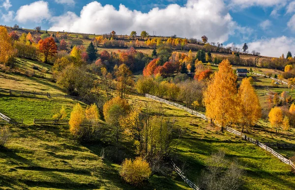 秋天的山坡上的农村地区 — 图库照片
