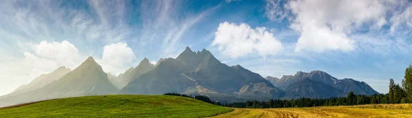 Landsbygdens fält nära Tatrabergen i sommartid — Stockfoto