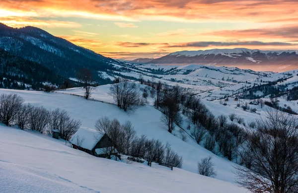 Wintereinbruch in der bergigen Landschaft — Stockfoto