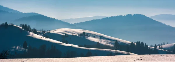 Magnífico panorama de invierno de colinas onduladas —  Fotos de Stock