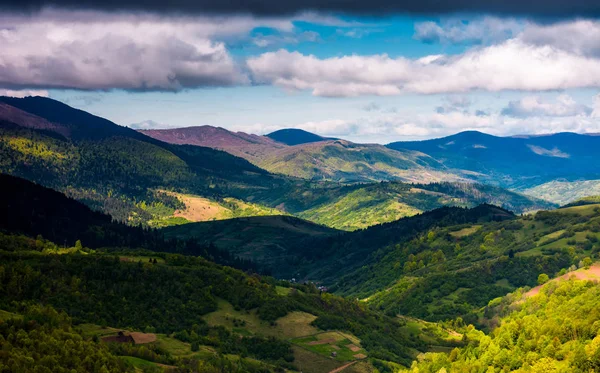 Rolling forested hills on a cloudy springtime day — Stock Photo, Image