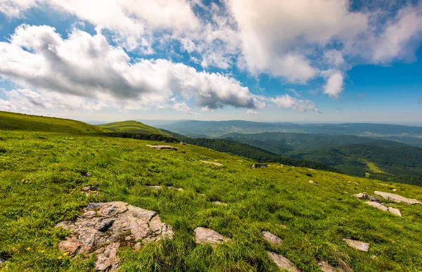 Met gras begroeide helling op mooie zomerdag — Stockfoto