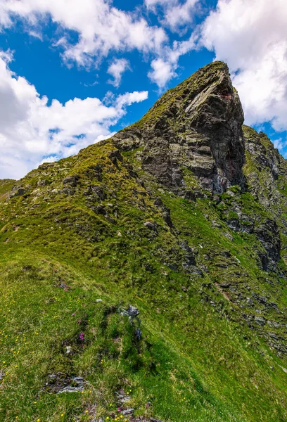 Rocoso tor detrás de la ladera cubierta de hierba — Foto de Stock