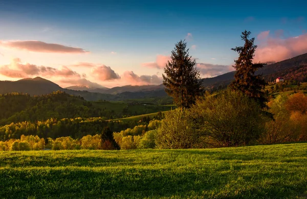 çok güzel mor günbatımı dağlık kırsal kesimde