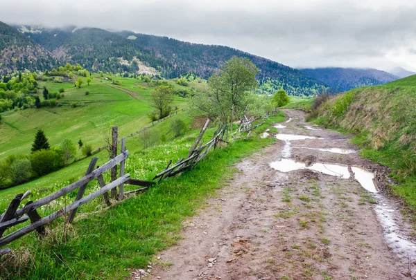 Country road through rural area in mountains — Stock Photo, Image