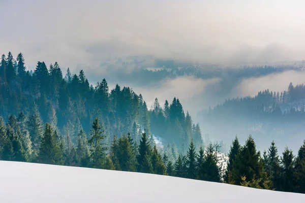 Majestátní krajina při východu slunce v zimě — Stock fotografie