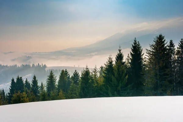 Majestätische Landschaft bei Sonnenaufgang im Winter — Stockfoto