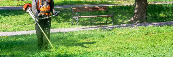 Gräs vård med pensel cutter — Stockfoto