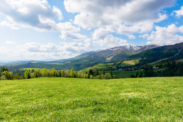 mountainous countryside landscape in spring