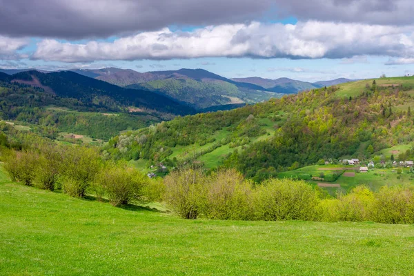 Hills and meadows of mountainous countryside — 스톡 사진