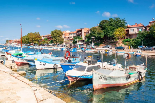 Sozopol Bulgaria Sep 2019 Fishing Boats Port Sunny Day Embankment — Stockfoto