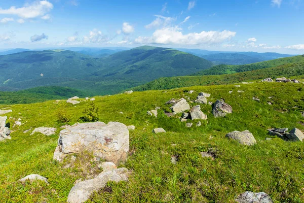 Skály Alpské Louce Krásná Letní Scenérie Runové Hory Venkovské Údolí — Stock fotografie