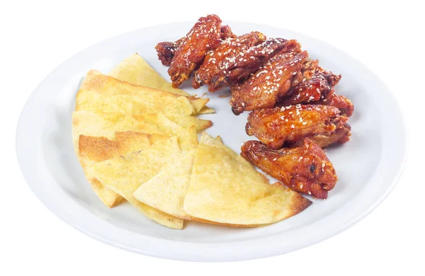 Chicken Wings Spicy Sauce Popular Pub Dish Beautiful Junk Food — Stock Photo, Image