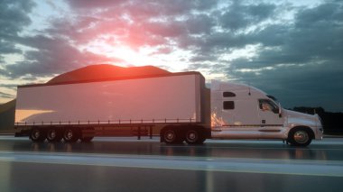 3D tasarım güzel manzaralı Semi karavan kamyonu