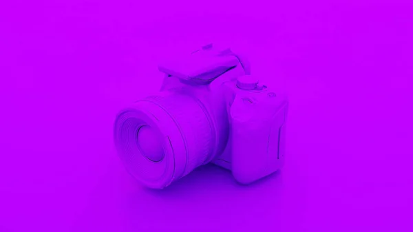 Câmera DSLR roxa. Ilustração 3D — Fotografia de Stock
