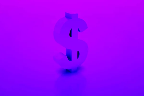 Символ доллара выделен на фиолетовом фоне. 3d иллюстрация — стоковое фото