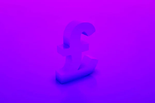 Pfund-Symbol isoliert auf violettem Hintergrund. 3D-Illustration — Stockfoto