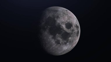 Gerçekçi Ay, uzayın derinliklerindeki uydu gezegen Dünya. 3d Hazırlama