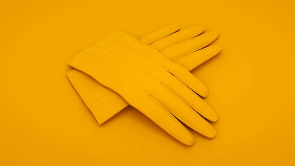 Κίτρινα δερμάτινα γάντια. Ελάχιστη ιδέα. εικονογράφηση 3D — Φωτογραφία Αρχείου