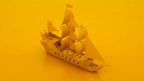 Old Ship Isolated Minimal Idea Concept Illustration — Stock Photo, Image