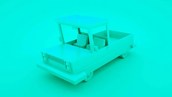 Blue low poly cartoon pickup car. 3D illustration — 스톡 사진