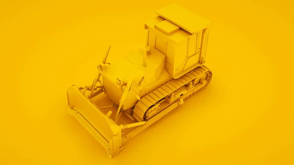 Yellow bulldozer. Minimal idea concept. 3d illustration — Stock Photo, Image