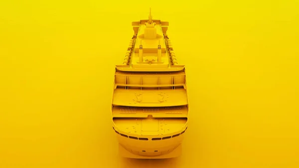 Luxe cruiseschip geïsoleerd op gele achtergrond. 3D-illustratie. — Stockfoto