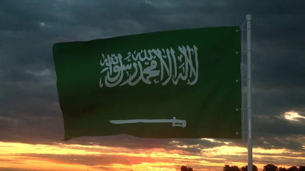 Arabia Saudita bandera 3d ondeando en el viento. ilustración 3d —  Fotos de Stock