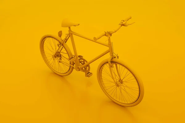 Žlutý bicykl. Minimální představa. 3D ilustrace — Stock fotografie