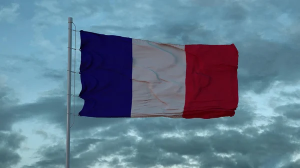 ธง 3 มิติของฝรั่งเศสลอยอยู่ในสายลม ภาพ 3 มิติ — ภาพถ่ายสต็อก
