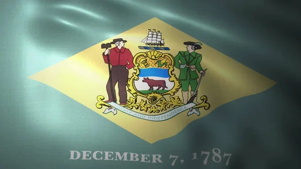 Waving flag of Delaware state. 3D illustration