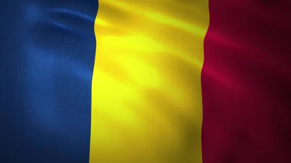 Chadská vlajková republika, vlaje ve větru. 3D vykreslování — Stock fotografie