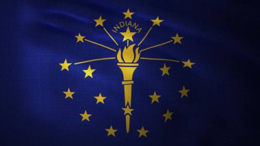 Indiana 'nın gerçekçi bayrağı. 3d oluşturma