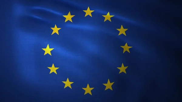 Реалистичное размахивание флагом Европейского Союза. 3d-рендеринг — стоковое фото