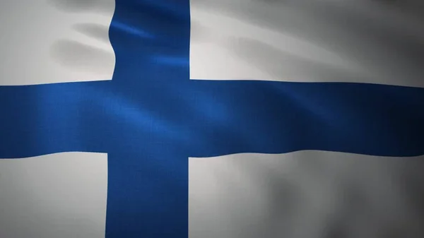 Realistiska viftande Finlands flagga. 3d-konvertering — Stockfoto